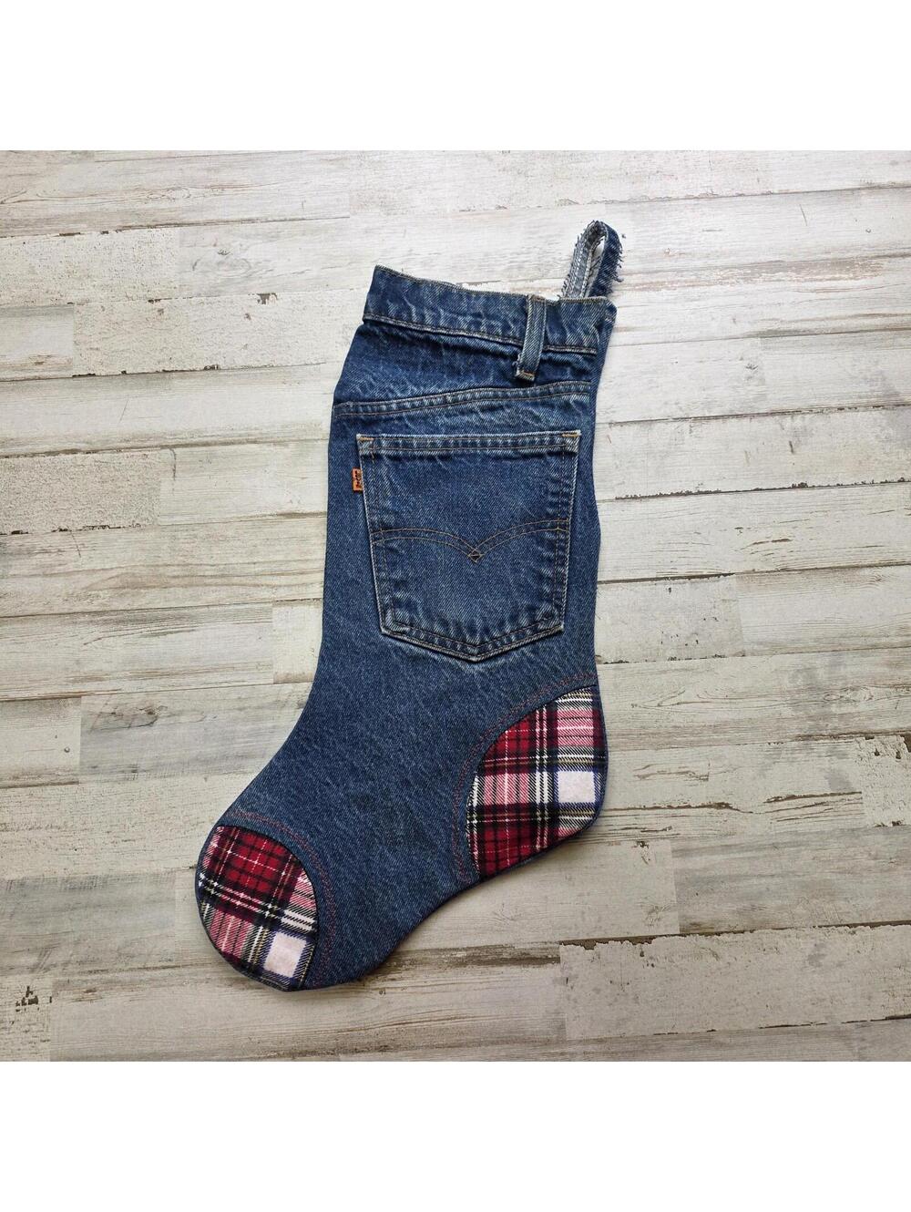 VTG Orange Tab Levi’s Denim Christmas Stocking 18” Long - Western Cowboy